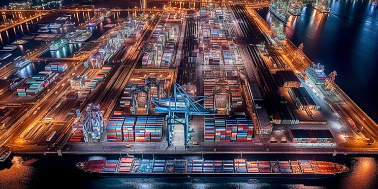 Port of Rotterdam, Netherlands: Industrial Structures and Shipping Containers