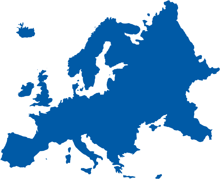 European map in blue